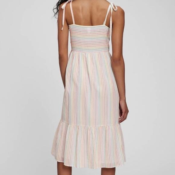 Gap Plus Size XXL Rainbow Striped Gauze Tie Strap Midi Sun Dress - Picture 7 of 10